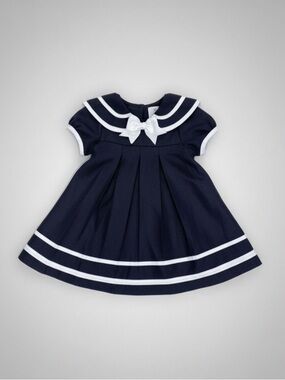Rare Editions Navy and White Sailor Dress with Bow